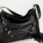 Black Leather Fringe Shoulder Bag