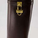 Shark Lock Brown Knee-High Wedge Boots