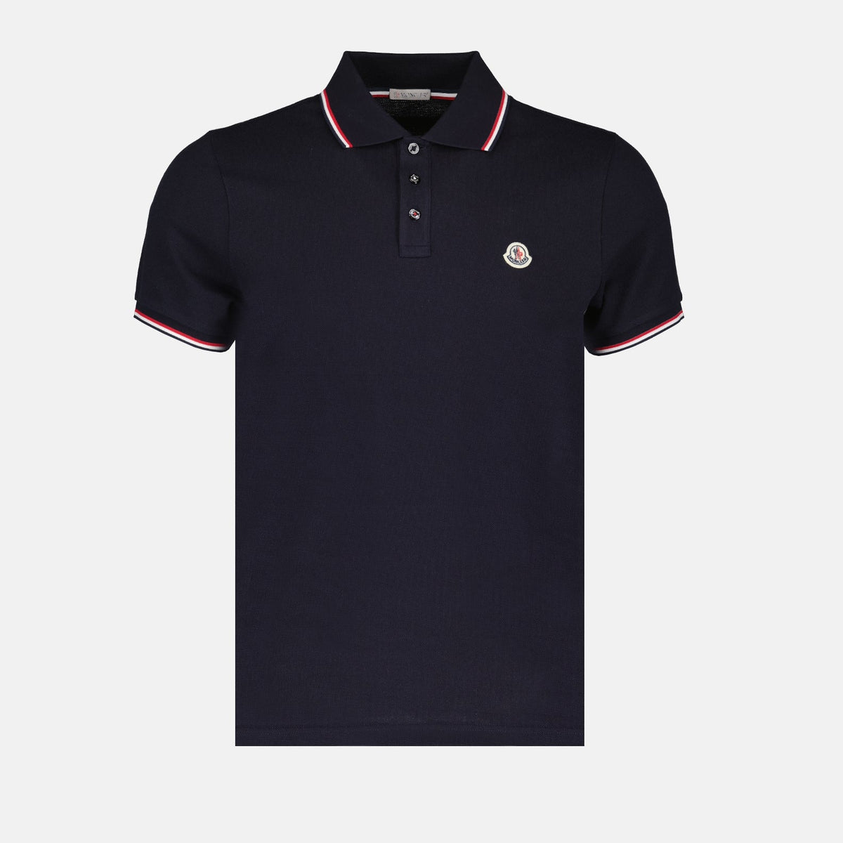 Navy Polo Shirt with Tricolour Trim