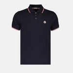 Navy Polo Shirt with Tricolour Trim