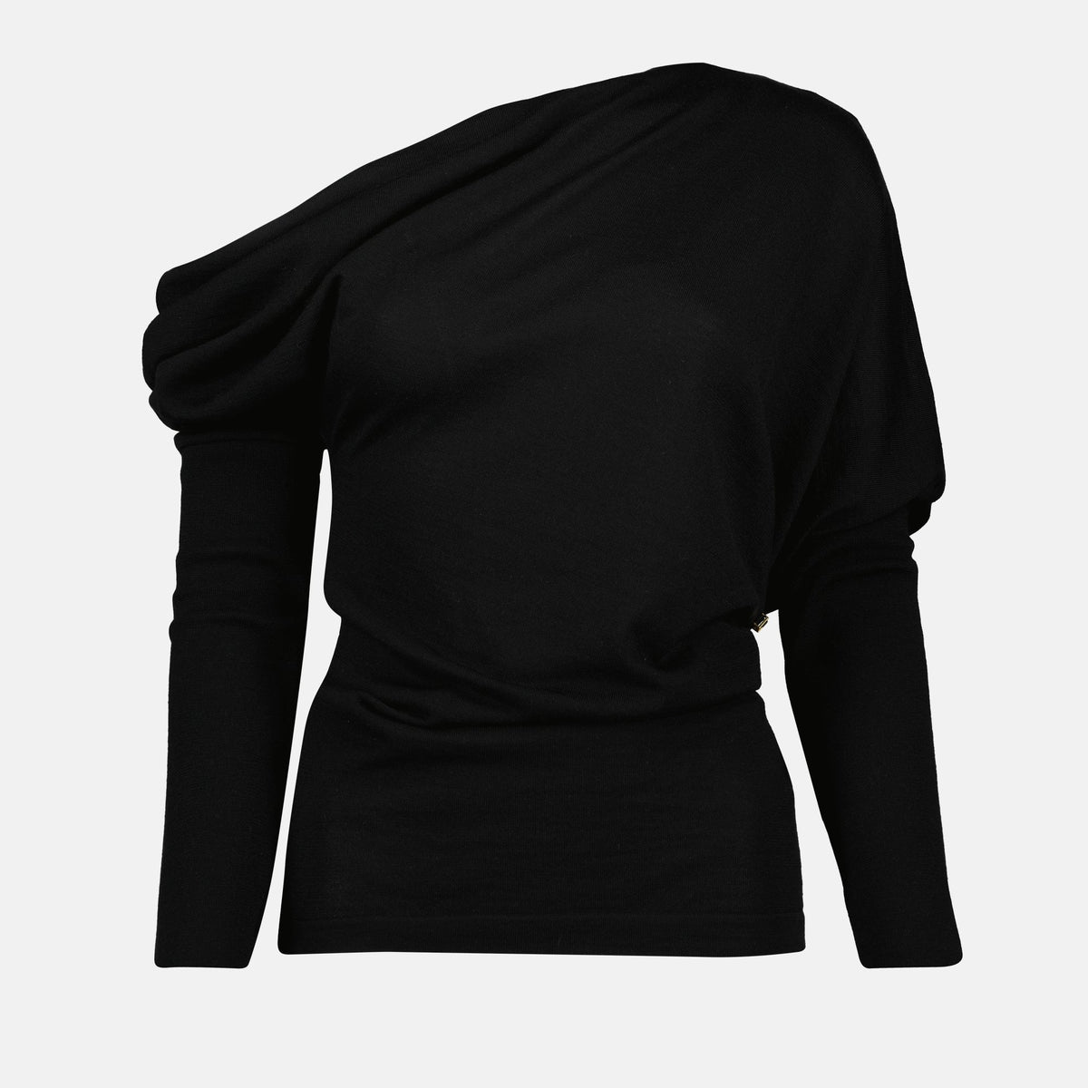 Draped Collar Wool Sweater