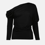 Draped Collar Wool Sweater
