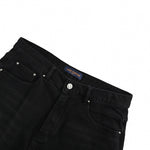 Black Slim-Fit Denim Jeans with Monogram Details