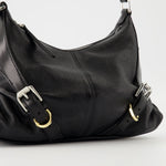Black Leather Buckle Detail Mini Shoulder Bag