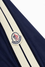 Hooded Nylon Jacket with Signature Stripe – Navy