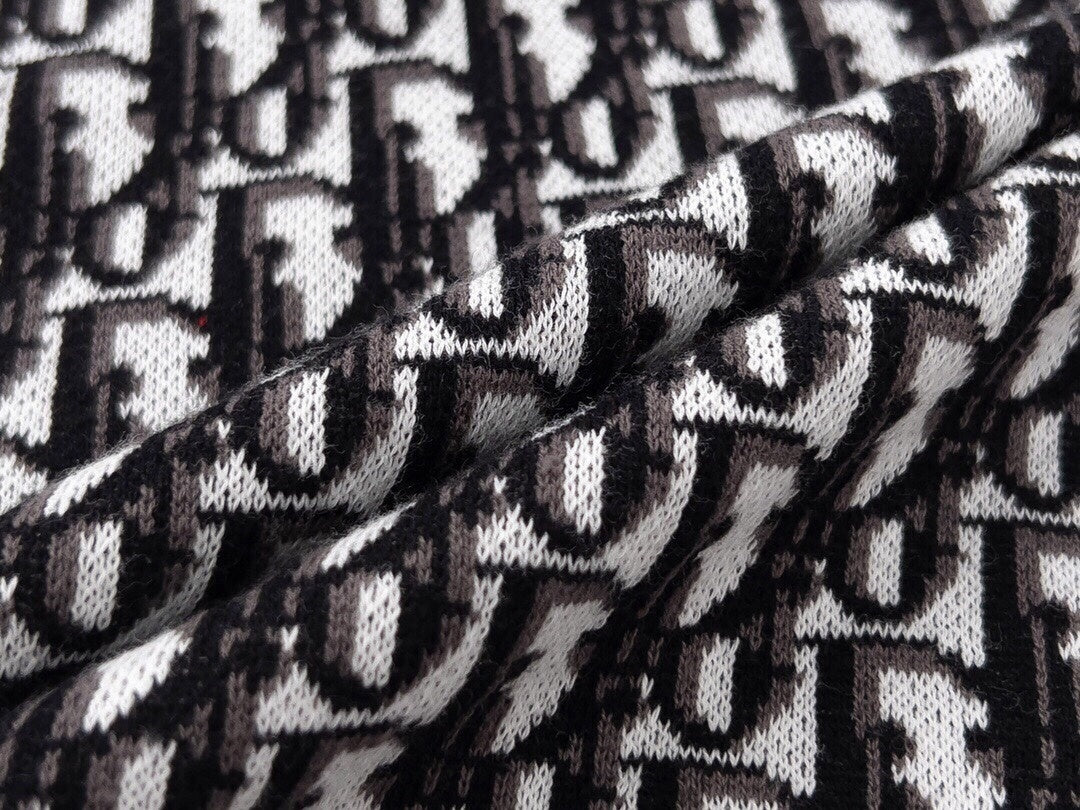 Oblique Wool Knit Polo Shirt – Black & Grey