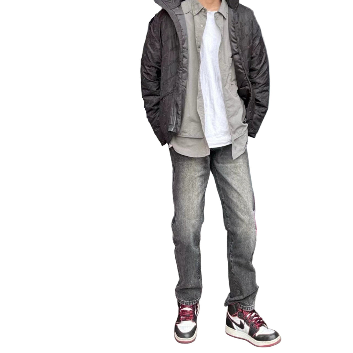 Men's Faded Black Slim-Fit Denim Jeans