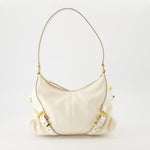 Cream Leather Buckle Detail Mini Shoulder Bag