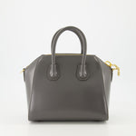 Grey Leather Antigona Mini Top Handle Bag