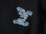 Black Gradient Hoodie with Blue LV Patch