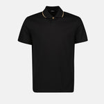 Versace Black Polo Shirt with Gold Medusa Button Detail