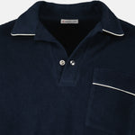 Navy Towelling Polo with Contrast Trim