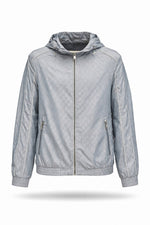 GG Jacquard Hooded Nylon Jacket – Light Grey