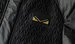 Hooded Puffer Jacket – Geometric Quilt & Monster Patch