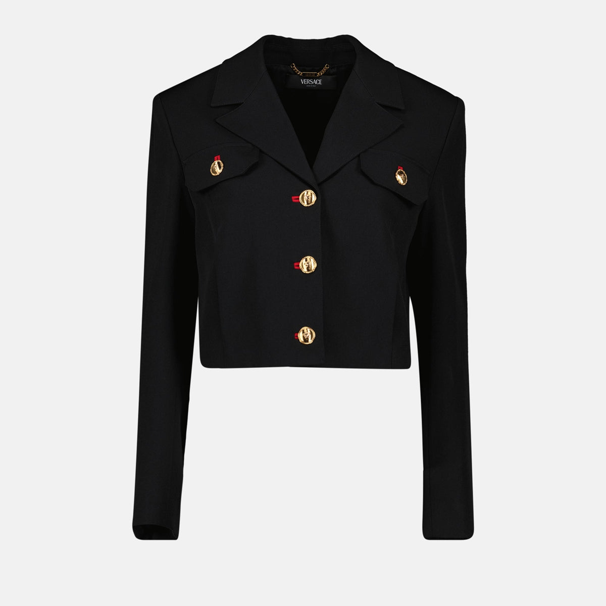 Cropped Medusa Button Tailored Jacket