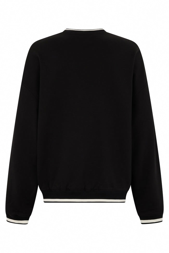 Black Cotton DG Sweatshirt with Embroidered Logo