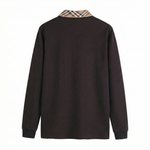Long-Sleeve Polo Shirt with Vintage Check Collar