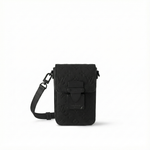 Monogram Embossed Leather Mini Utility Crossbody (All Black)