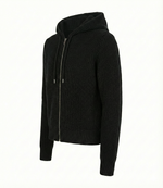 Ribbed Wool Zip Hoodie