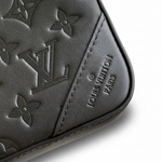 Monogram Embossed Black Messenger Crossbody Bag
