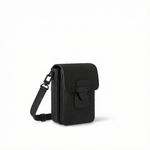 Monogram Embossed Leather Mini Utility Crossbody (All Black)