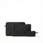 Monogram Embossed Leather Trio Messenger Bag(Black)