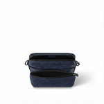 Monogram Embossed Leather Trio Messenger Bag (Navy Blue)