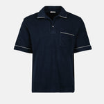 Navy Towelling Polo with Contrast Trim