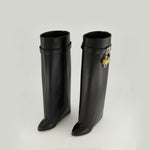 Shark Lock Knee-High Wedge Boots