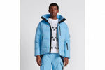 Hooded Down Jacket in Sky Blue Technical Taffeta
