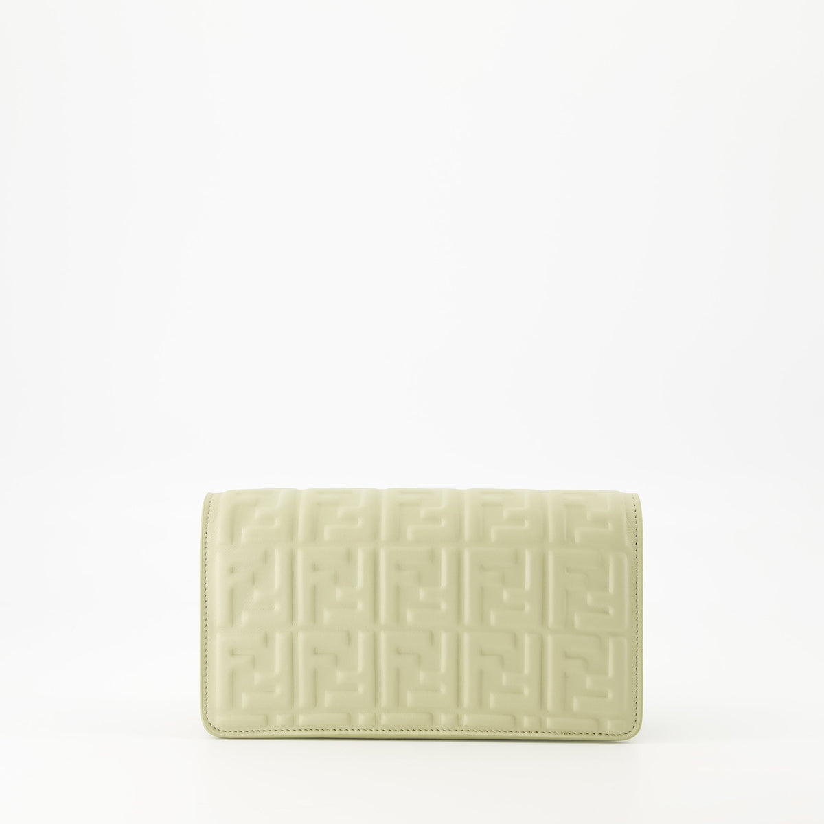 Baguette Chain Wallet – Embossed Leather (Sage Green)