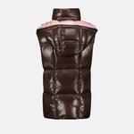 Brown & Pink Hooded Puffer Vest