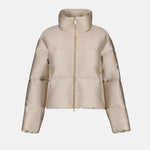 Beige High-Neck Puffer Jacket