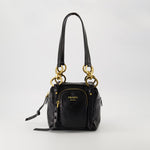 Mini Leather Shoulder Bag with Chain Detail