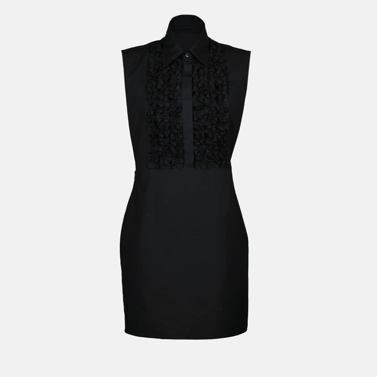 Ruffle-Bib Sleeveless Mini Dress
