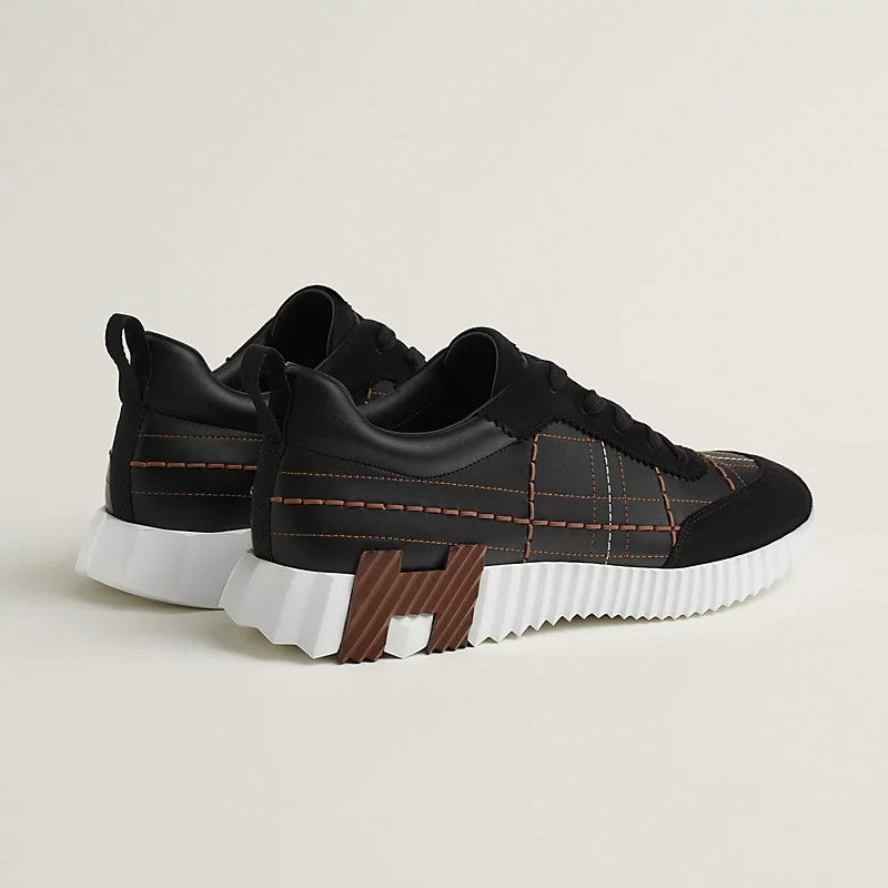 Bouncing Sneaker in Black Calfskin and Suede