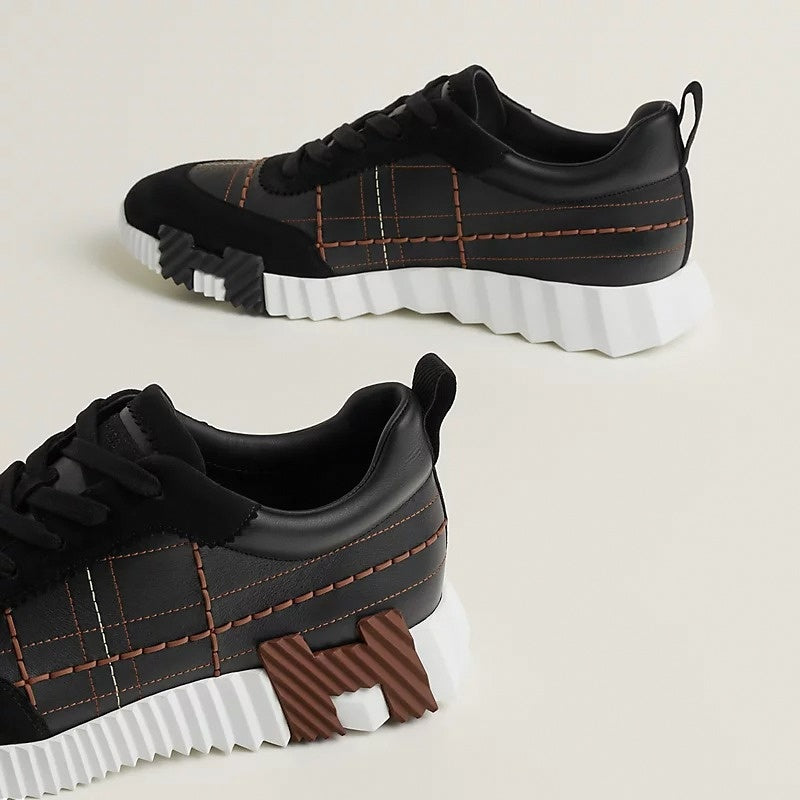 Bouncing Sneaker in Black Calfskin and Suede