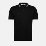Black Polo Shirt with Contrast Stripe Collar