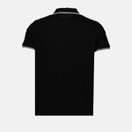 Black Polo Shirt with Contrast Stripe Trim