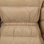 Long Beige Fur-Trim Down Coat
