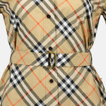 Short Sleeve Icon Check Belted Shirt Dress