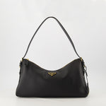 Aimée Medium Leather Shoulder Bag (Black)