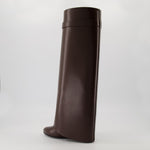 Shark Lock Brown Knee-High Wedge Boots