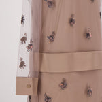Embellished Sheer Overlay Shirt Dress