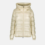Cream Hooded Down Puffer Jacket