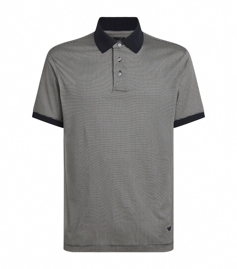 Lyocell-Cotton Micro Print Polo Shirt