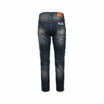 Distressed Dark-Wash Slim-Fit Denim Jeans