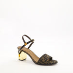 Jacquard Sandals with Metallic Heel