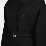 Black Belted Overshirt Jacket