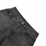 Distressed Black Denim Jeans with Embroidered Back Logo